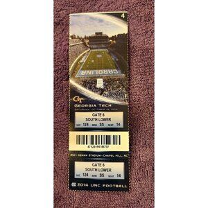 2014 UNC NORTH CAROLINA VS georgia tech FOOTBALL game  STUB 10/18/14 124/SS/14